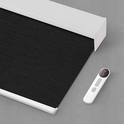 Bringnox Motorized Blinds with Remote,100% Blackout Smart Roller Blinds Compatible with Apple Homekit Google Home and Alexa Via HUB,and Customized (Treebark obsidian-28)