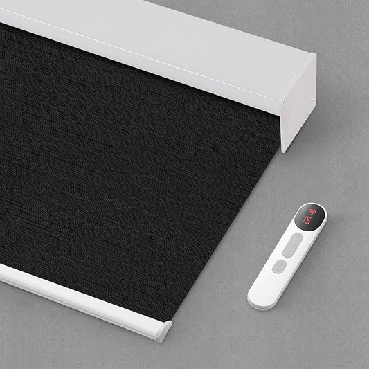 Bringnox Motorized Blinds with Remote,100% Blackout Smart Roller Blinds Compatible with Apple Homekit Google Home and Alexa Via HUB,and Customized (Treebark obsidian-28)