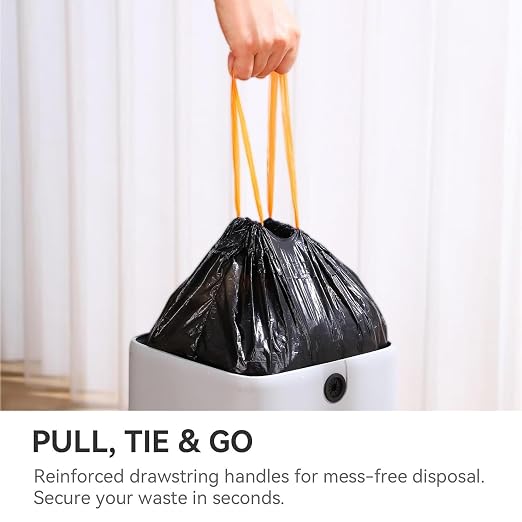 MUEE 5 Rolls Small Trash Bags with Drawstring,75 Count