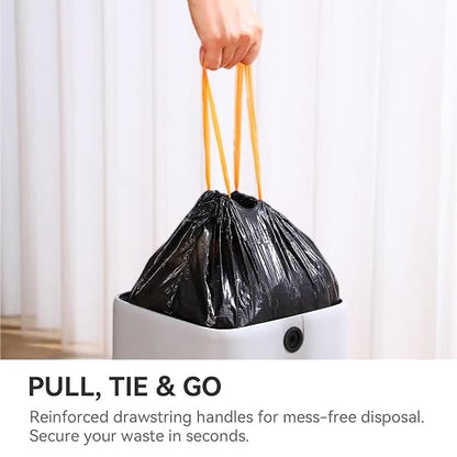 MUEE 5 Rolls Small Trash Bags with Drawstring,75 Count