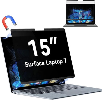 Magnetic Privacy Screen Compatible with 15 Inch Surface Laptop 7, Removable Anti-Glare Blue Light Laptop Shield Filter Black Film Security Private