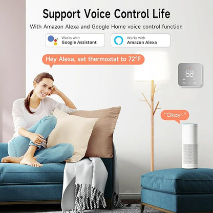 Smart Thermostats for Home, WiFi Thermostats Compatible with Alexa and Google Assistant,7day x 8period Programmable Control Tuya/Smart Life, Energy Saving, C-Wire Require
