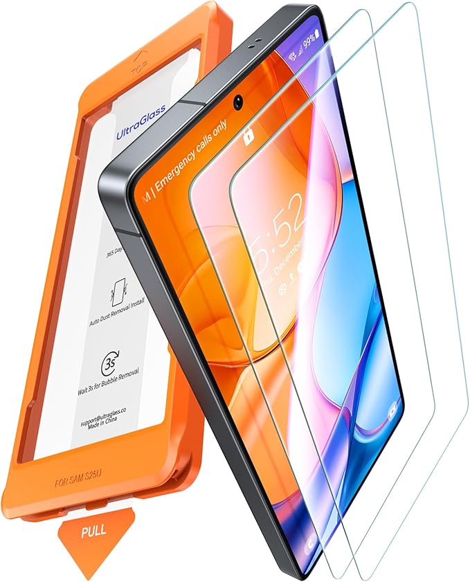 UltraGlass Unbreak TOP 9H+ Glass for Samsung Galaxy S25 Plus/S25+ Screen Protector [Military Grade Shatterproof & Longest Durable] Screen Protector S25 Plus/S25+ Tempered Glass, 2 Pack