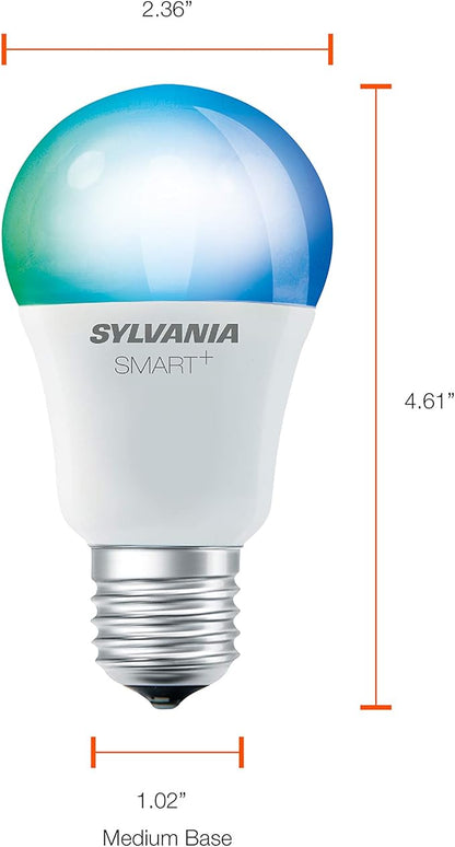 SYLVANIA SMART+ Bluetooth Full Color and Tunable White A19 LED Bulb, Fully Dimmable, Compatible with Alexa, Apple HomeKit and Google Assistant, 1 pack