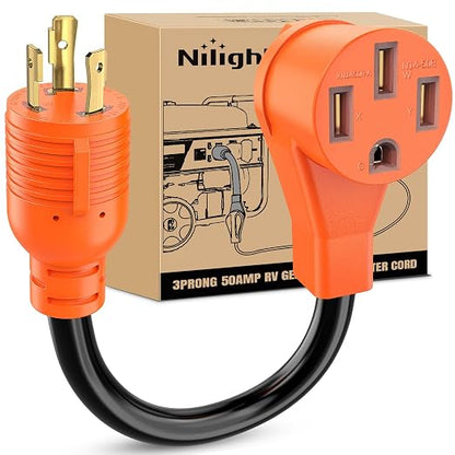 Nilight 30 Amp to 50 Amp RV Generator Adapter Cord L5-30P 14-50R