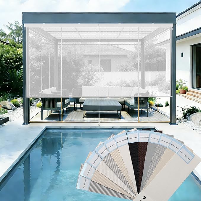 Outdoor Roller Shades Fabric Sample, Custom Patio & Porch Blind Sample Booklets (Multicolor Fabric Sample)