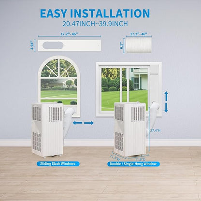 3 in-1 Portable Air Conditioner - 8,000 BTUs, Smart Remote Control, LED Display, Dehumidifier & Fan Modes, Ideal for Rooms up to 350 sq.ft
