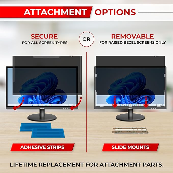 SightPro 24 Inch 16:10 Computer Privacy Screen Filter for Monitor - Privacy Shield and Anti-Glare Protector