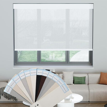 Solar Shades Fabric Sample, Light Filtering Shades Sample booklets for Indoor Windows Treatment, Roller Shades Sample（1-5% Openness Mixed）