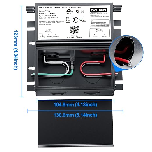 60W 24V Dimmable LED Driver for Lutron & Leviton Dimmer, Triac/ELV/MLV AC to DC Power Supply Transformer for LED Strip Light Dimmable, Constant Voltage Projects, UL&FCC-Listed, Class 2