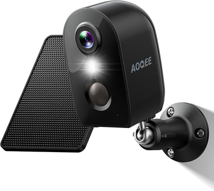 AOQEE Solar Camera Outdoor Wireless-2K Battery Powered Outside Cameras for Home Security with PIR Motion Detection, Siren Alarm, 2-Way Talk, SD Card&Optional Cloud Storage, Work with Alexa, Y8 1P