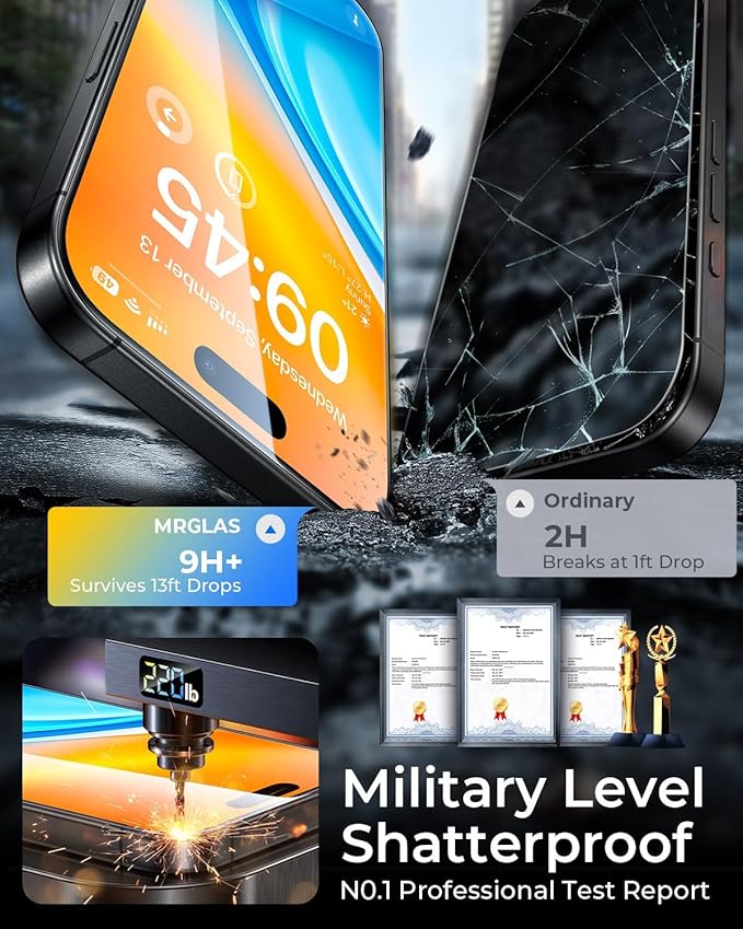 UNBREAK TOP 9H+ Glass 2+2 Packs for iPhone 16 Pro Max Screen Protector 6.9'' with Camera Lens Protector [Zero Bubble, Auto-Dust Removal] [10X Military Protection] Tempered Glass Full Edge Coverage