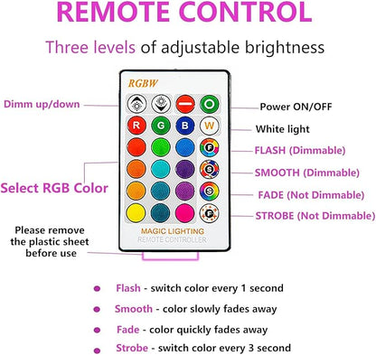 Color Changing LED Light Bulbs with Remote RGBW Bulb 10W (85W Equivalent),A19 E26/27,Lamp Replace,Warm White,Dimmable Memory Function,Ideal Lighting for Home Decoration,Bar Party (2 Pack)