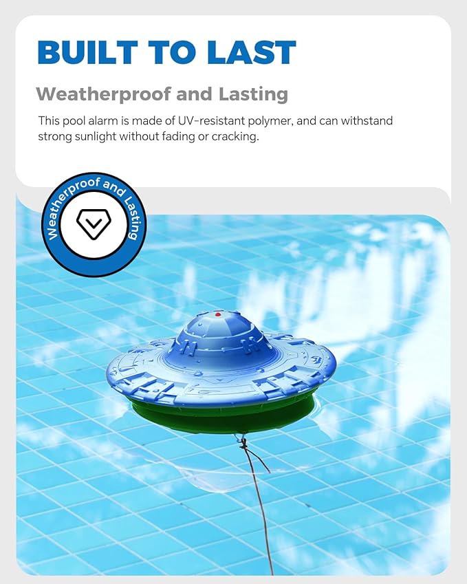 Pool Alarm with Indoor Receiver, 110dB Ultra Loud Floating Alarm for Inground & Above Ground Pools, Adjustable Sensitivity for Backyard Water Safety with Children & Pets, Navy-Mint