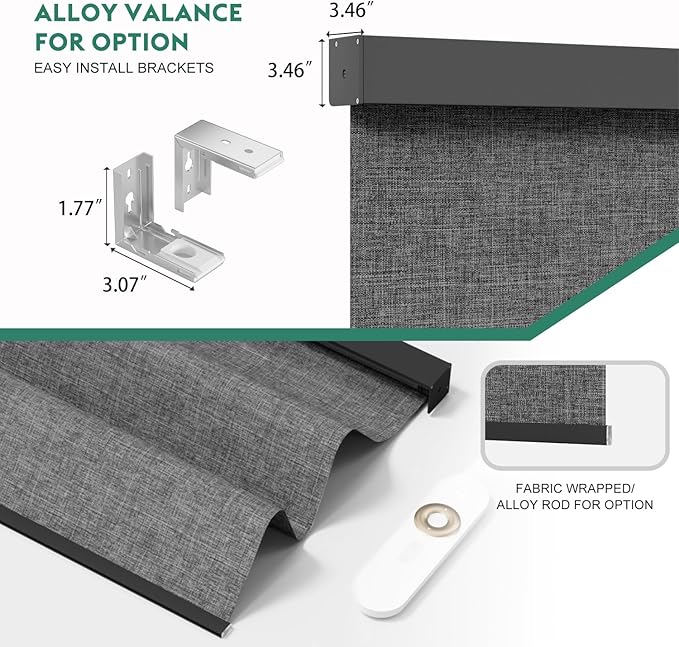 Motorized Blinds with Remote [100% Blackout & Silent Motor] Smart Blinds Compatible with Alexa Google HomeKit, Electric Roller Shades for Indoor Windows, Customized Size, Mist Dark Grey