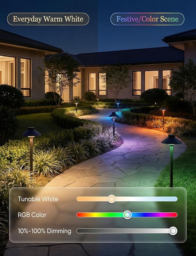 Gardenreet RGBCW G4 LED Bulb, 12V Low Voltage Bi-Pin Halogen Replacement for Outdoor Landscape Lighting & Indoor Accent Light, Color Changing/Warm White, Bluetooth Mesh 65ft, 270LM for Pathway, 2 Pack