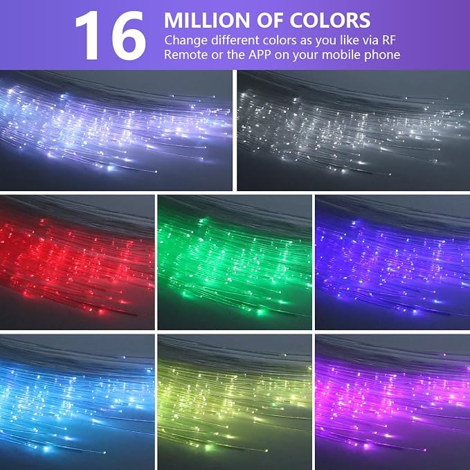 16W Car Home Starlight Headliner Kit, Twinkle & Sound Activate RGBW Fiber Optic Lights with APP & Remote Control, Star Lights for Ceiling Decoration, 550 pcs 9.8ft