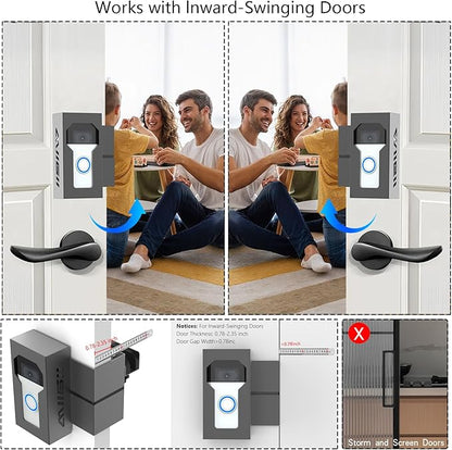 Bleu Clair Anti-Theft Video Doorbell Mount All Metal Compatible with Ring/Blink Wireless Doorbell, with Charging Port, No Drill, Not Block Doorbell Motion Sensor, for Rentals Apartment