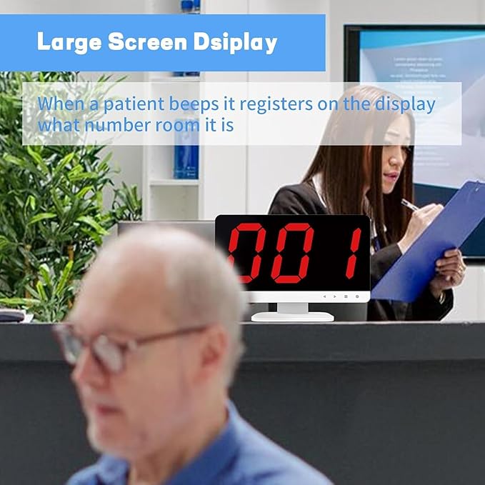 Wireless Call Light System for Medical Office, Nurse Call System with 20 Buttons,1000ft, Caregiver Call Button with 1 Display Receiver for Clinic Nursing Home Health Care, Assisted Living
