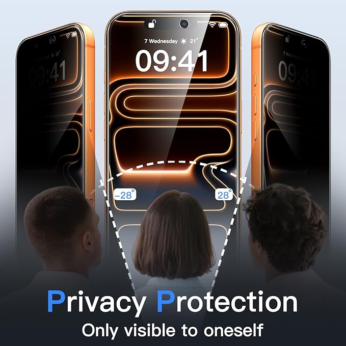 JETech Privacy Screen Protector for iPhone 17 Pro Max 6.9-Inch, Anti-Spy Tempered Glass Film with Easy Installation Tool, 2-Pack