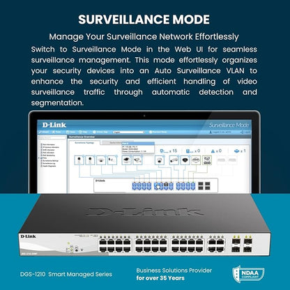 D-Link Systems 52-Port Gigabit Web Smart Switch including 4 Gigabit SFP Ports (DGS-1210-52)
