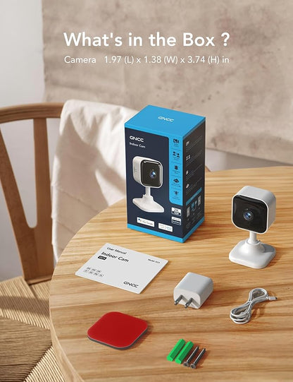 GNCC 2K Indoor Cameras for Home Security with Phone App, 2.4G/5G Mini Pet Cam w/Human/Motion/Sound Detection, Compatible with Alexa, Cloud Storage Subscription Required, Fixed View, Plug-in, 2 Pack
