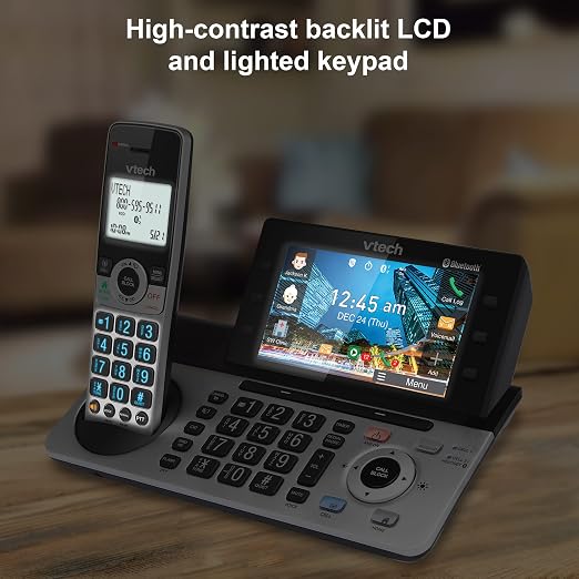 VTech IS8251-3 Business Grade 3-Handset Expandable Cordless Phone for Home Office, 5" Color Display, Programmable Short Cut Keys, Smart Call Blocking, Answering System,Bluetooth Connect to Cell