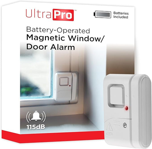 UltraPro Personal Security Window and Door Alarm, 1 Pack, Wireless Chime | DIY Protection, Burglar Alert, Easy Installation, Home Security, Ideal for Home, Garage, Apartment, White, 56789