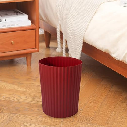 JiatuA Small Trash Can Plastic Wastebasket Round Garbage Container Bin for Bathroom, Kitchen, Bedroom, Home Office, College Dorm, Dark Red