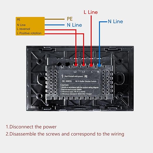 Smart Roller Shutter Switch,Need Neutral Wire,Black