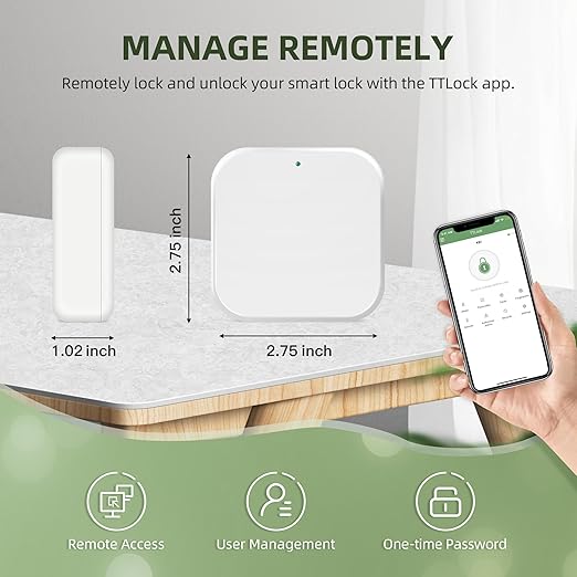 Moquin G2 WiFi Gateway for Remote Control, Wi-Fi Bridge Compatible with Alexa Voice-Controlled, Suitable for TTLock App Key Boxes
