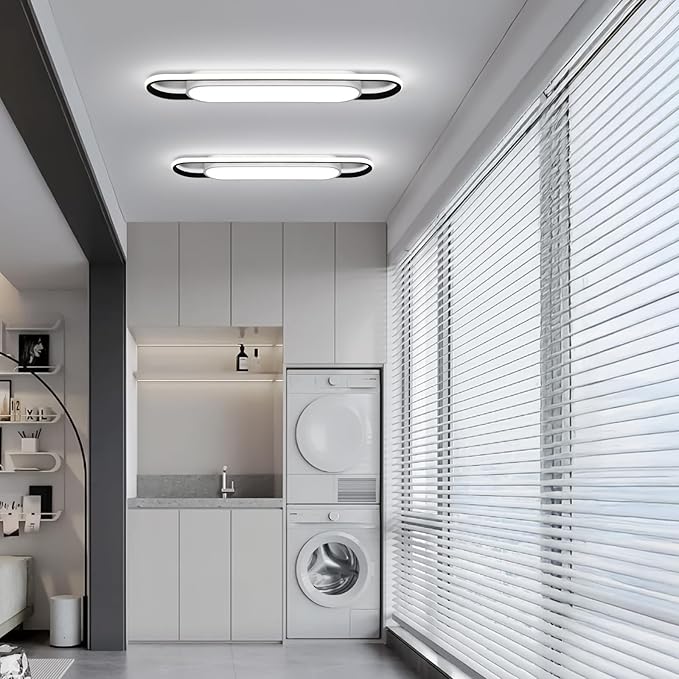 28.3Inch Cool White Modern LED Ceiling Lighting,40W High Brightness Metal Linear Ceiling Lamp,6500K Simple Long Light for Kitchen Dining Living Room Laundry, Garage Cloakroom Lighting