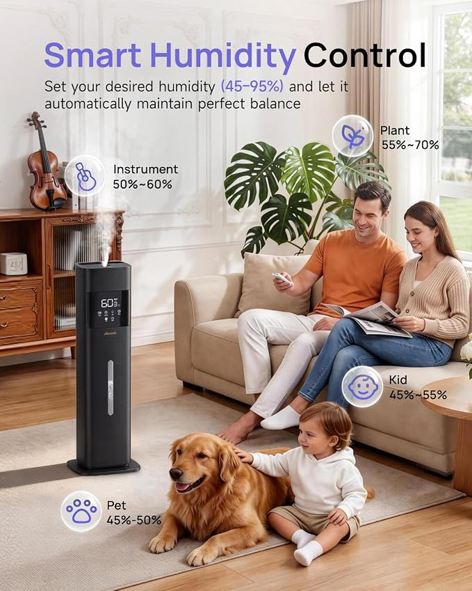 Humidifier Large Room, 2.1Gal/8L Cool Mist Humidifiers for Bedroom