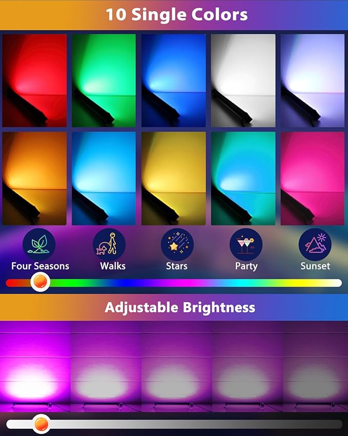 MEIKEE 25W RGB Wall Wash Lights, RGBW Color Changing Washer Strip Lights Outdoor, IP66 Waterproof LED Stage Light Bar for Christmas Halloween Party Landscape (4 Pack)