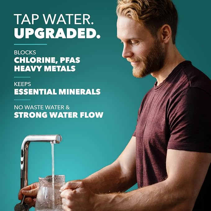CuZn UC-200 Under Sink Water Filter, NSF/ANSI 42 & 372, 5-Year Filter Life | Reduces PFAs, PFOS, Lead, Chlorine, Improves Tap Water Taste, Inline Faucet Connection for Simple Installation