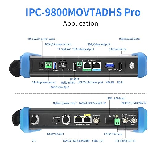 Rsrteng IPC-9800MOVTADHS Pro Full Features CCTV Camera Tester 8K 32MP IP Camera Tester wtih POE++ Max 90W, CCTV Tester with 4K TVI CVI AHD SDI Support DMM OPM TDR 1CH SFP HD VGA WiFi Network Tools