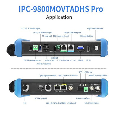 Rsrteng IPC-9800MOVTADHS Pro Full Features CCTV Camera Tester 8K 32MP IP Camera Tester wtih POE++ Max 90W, CCTV Tester with 4K TVI CVI AHD SDI Support DMM OPM TDR 1CH SFP HD VGA WiFi Network Tools