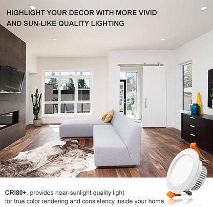 YGS-Tech 3 Inch LED Recessed Lighting, Dimmable Downlight 5W(40W Halogen Equivalent), CRI80, 5000K Daylight White, Ceiling Light with LED Driver(4 Pack)