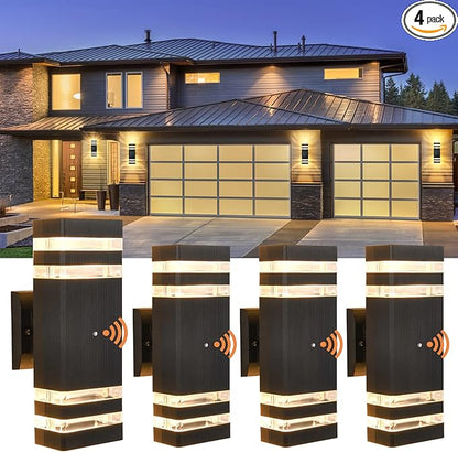 Dusk to Dawn Outdoor Wall Lights, 4 Pack Up and Down Outdoor Lights for House, Waterproof Aluminum Exterior Lighting Fixtures for Porch Garage Patio