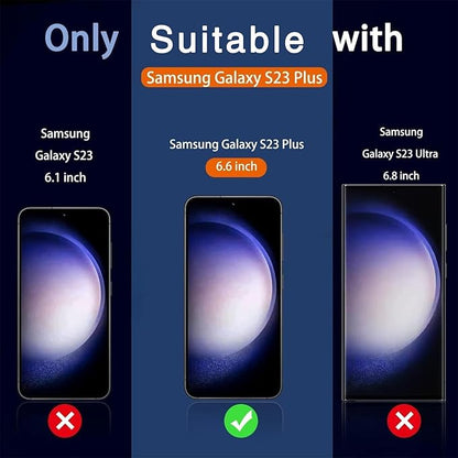 Milomdoi [3+3 Pack] for Samsung Galaxy S23 Plus S23+ Privacy Screen Protector Tempered Glass Accessories 3 Pack Privacy Screen Samsung Galaxy S23 Plus S23+ 3 Pcs Camera Lens protector Case Friendly