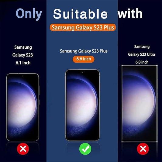 Milomdoi [3+3 Pack] for Samsung Galaxy S23 Plus S23+ Privacy Screen Protector Tempered Glass Accessories 3 Pack Privacy Screen Samsung Galaxy S23 Plus S23+ 3 Pcs Camera Lens protector Case Friendly
