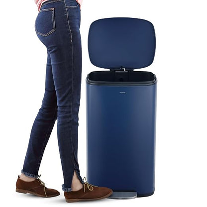 happimess Curtis 8 Gal Step Trash Can Soft Close 25", Denim Blue