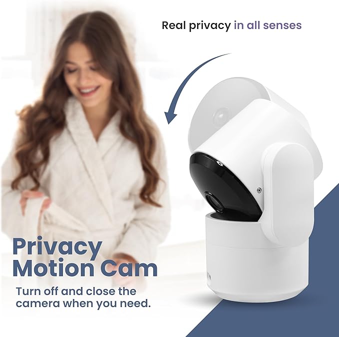 VTA+ 2K Indoor WiFi Security Camera - Motion Detection, Night Vision, Privacy Mode, Alexa/Google Compatible, Two-Way Audio, Dual-Band, 355° Rotation