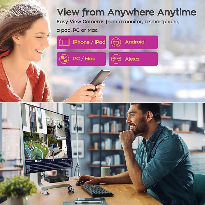 xmartO Wireless 16X DPK3034 AI Tracking 2K HD Metal Dome PTZ Camera + 16CH WNP816-W6 WiFi 6 NVR Bundle, Dual WiFi, H.265+, No Monthly Fee, IP66 Weatherproof, Home Outdoor Security System