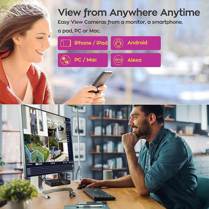 xmartO Wireless 6X DPK3034 AI Tracking 2K HD Metal Dome PTZ Camera + 10CH WNP810-W6 WiFi 6 NVR Bundle, Dual WiFi, H.265+, No Monthly Fee, IP66 Weatherproof, Home Outdoor Security System