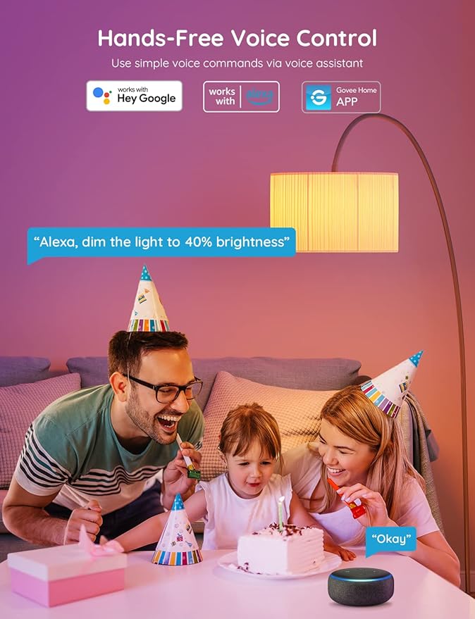 Govee 4 Pack Smart Light Bulbs, WiFi Bluetooth Color Changing with Smart Plug, Compatible with Alexa & Google Assistant, Multicolor LED, 60W Equivalent, 4 Count, E26 Base