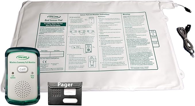 Wireless Economy Quiet Fall Alert with 20in x 30in Bed Pad and Caregiver Pager