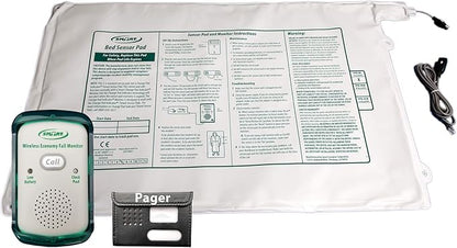 Wireless Economy Quiet Fall Alert with 20in x 30in Bed Pad and Caregiver Pager