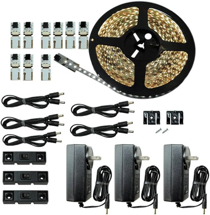 Inspired LED Lighting | Cut and Connect Series Kit Ultra Bright | Cool White | ~6000 K | 39.5ft/ 12M Kit Under Cabinet Lighting | Bookcase Lighting | Accent Lighting | Customizable Length LED Strip