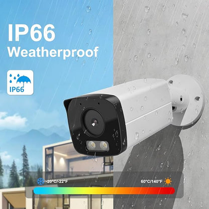 UNILOOK 6MP Bullet PoE IP Camera, Wired Security IP Camera Outdoor, Human Vehicle Motion Detection, 100ft Color Night Vision, Built-in Mic, 2.8mm Lens, IP66 Waterproof, Micro SD Slot(up to 512GB) NDAA